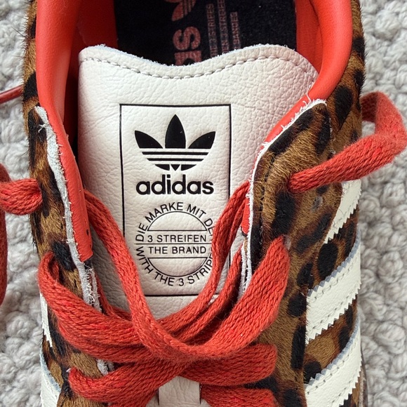 Worn once!! Brand new adidas Leopard  Sneakers with Red & White Stripes - Picture 9 of 10